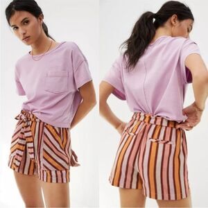 BY ANTHROPOLOGIE | NEW Belted Vertical Stripe Pull On Shorts Women’s Size XL